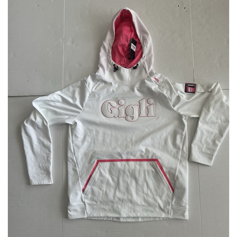 UNRL X Gigle Crossover Hoodie II White Pink White Woman's Medium New With Tags